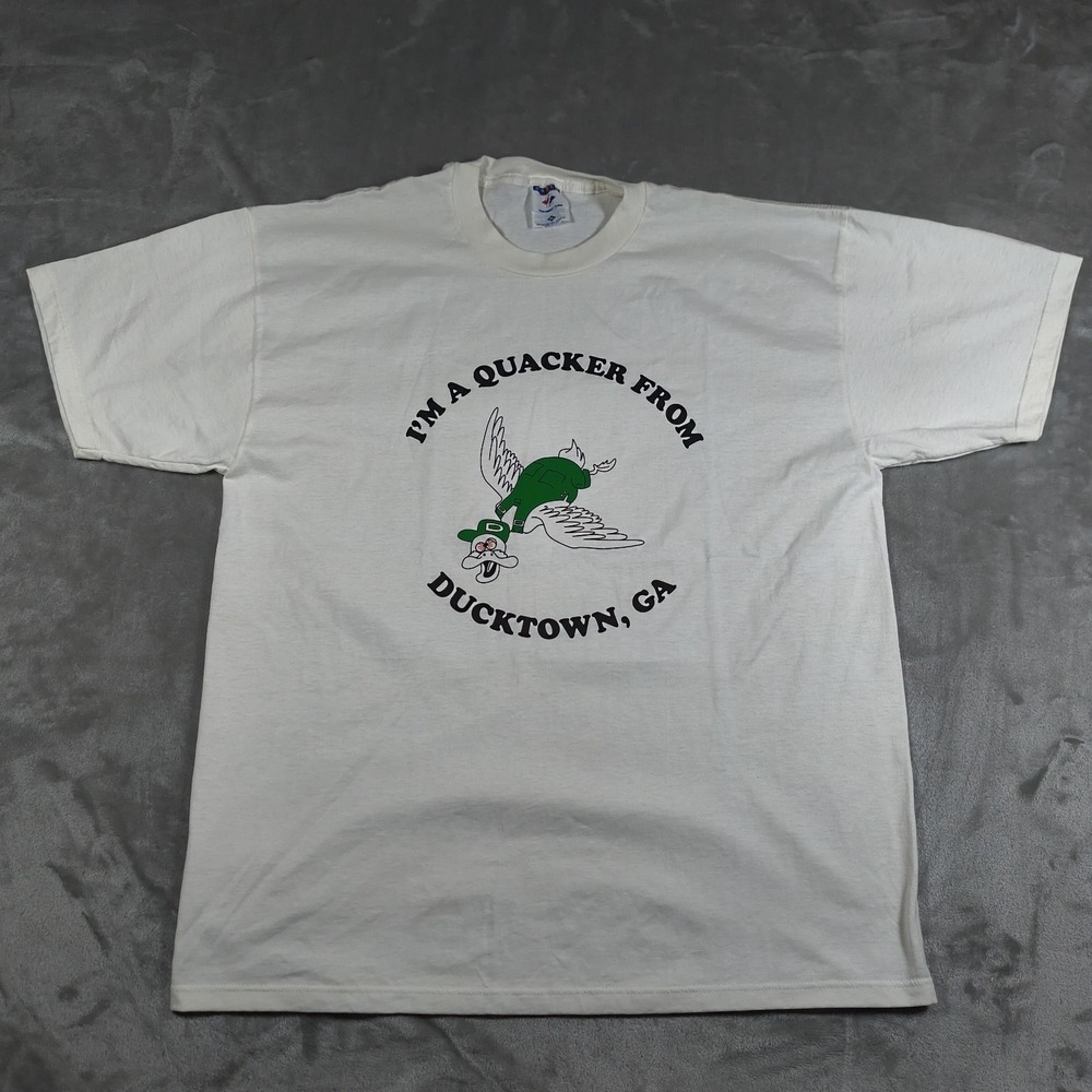 Vintage Im A Quacker From Ducktown GA Shirt Men XL White 90s Made In USA Georgia